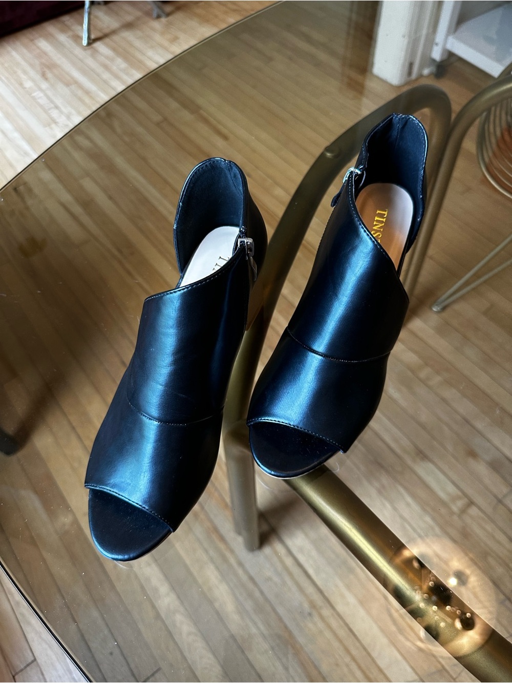 Tinstree Black Open-Toe Heeled Sandals